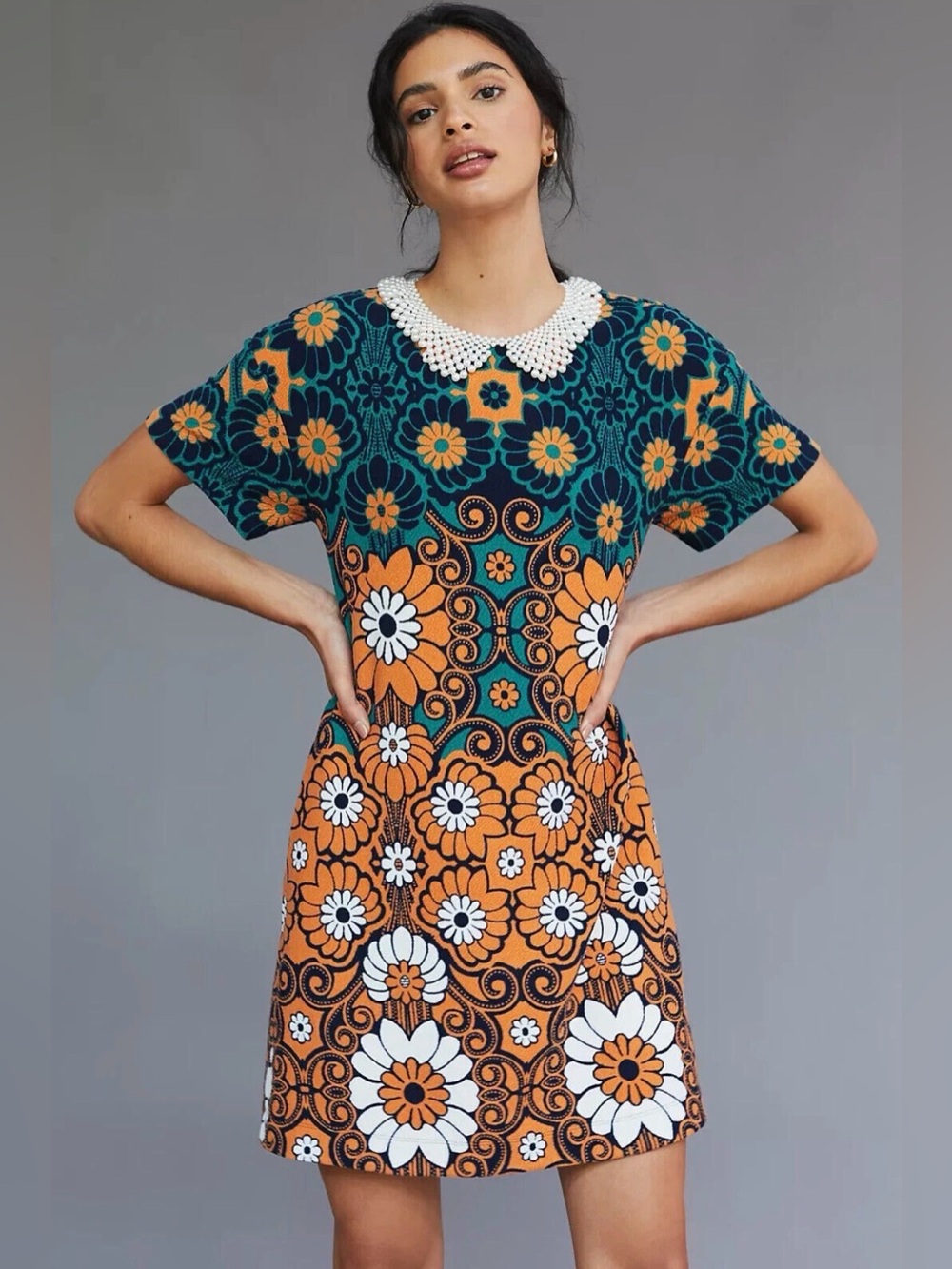 Maeve by Anthropologie | Floral Mod mini Shift Dress women’s size S fall autumn
